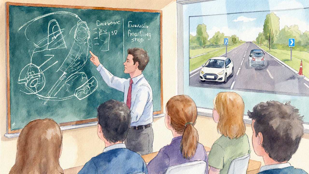 Intensive driving course with theory class, on‑road practice, and video review accelerating a learner's progress.