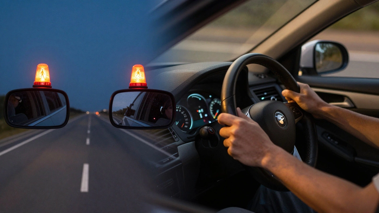 Split-image showing driver's awareness of hazards and precise vehicle control during driving.