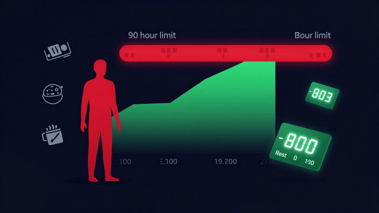 Conceptual image of driving hours as withdrawals and rest as deposits in a bank account