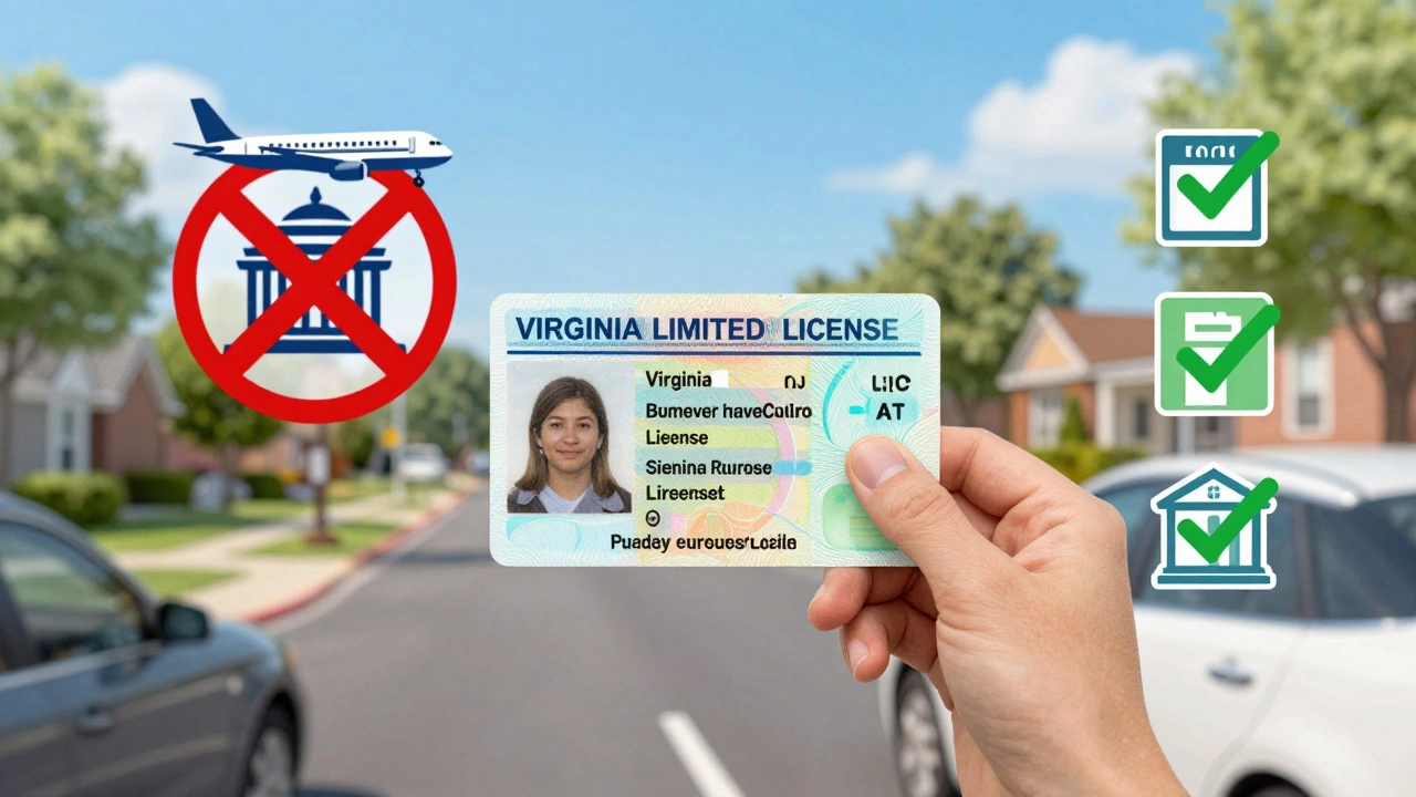 Driver with limited license near car, showing usage limits