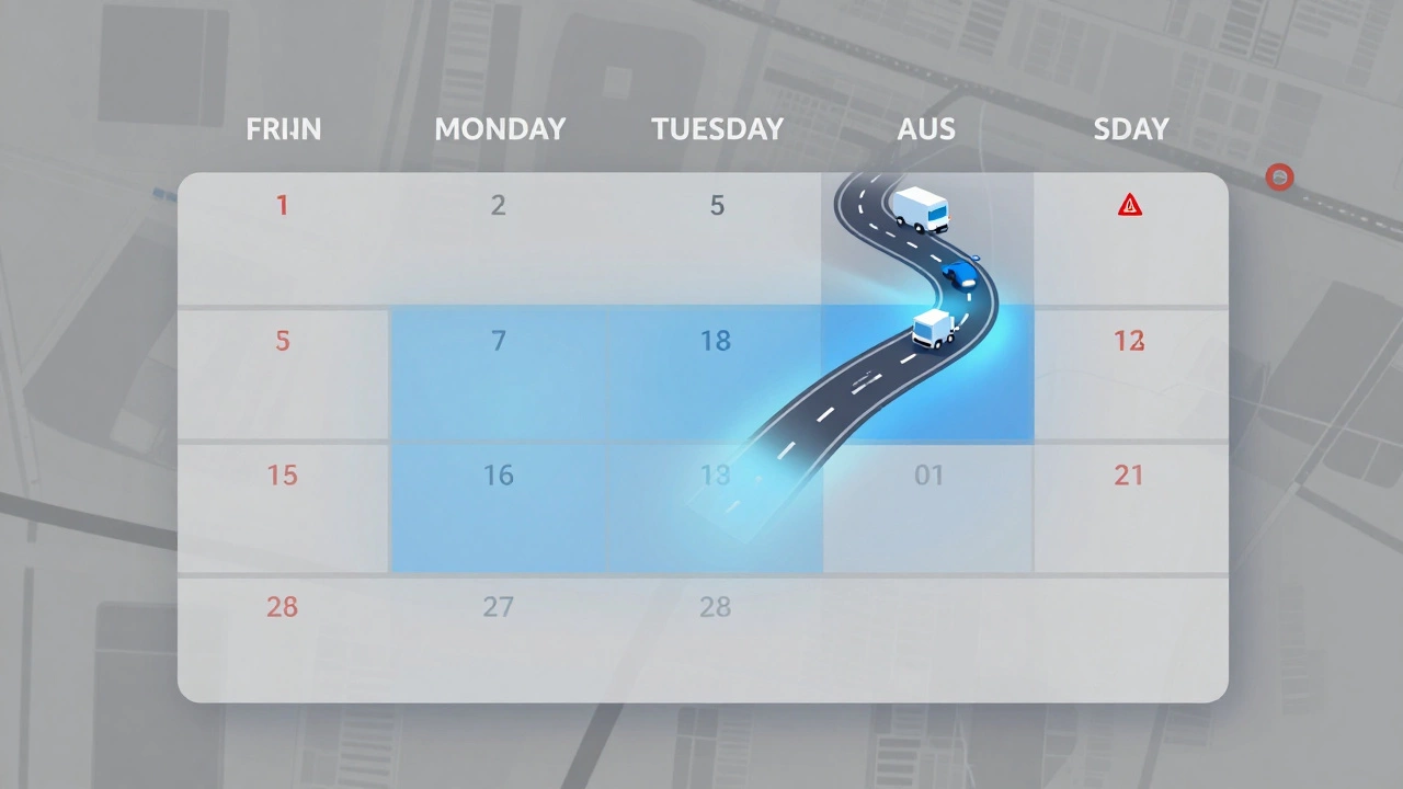 Calendar highlighting Tuesday and Wednesday as optimal test days