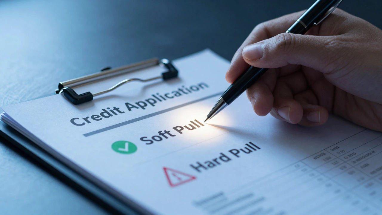 Hand hesitating over a credit application form at a dealership