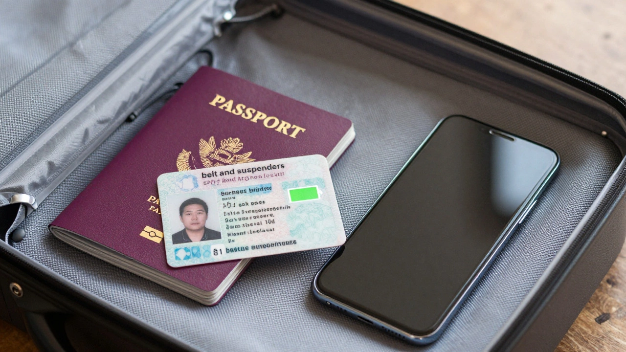 Physical IDs and phone with low battery in carry-on bag