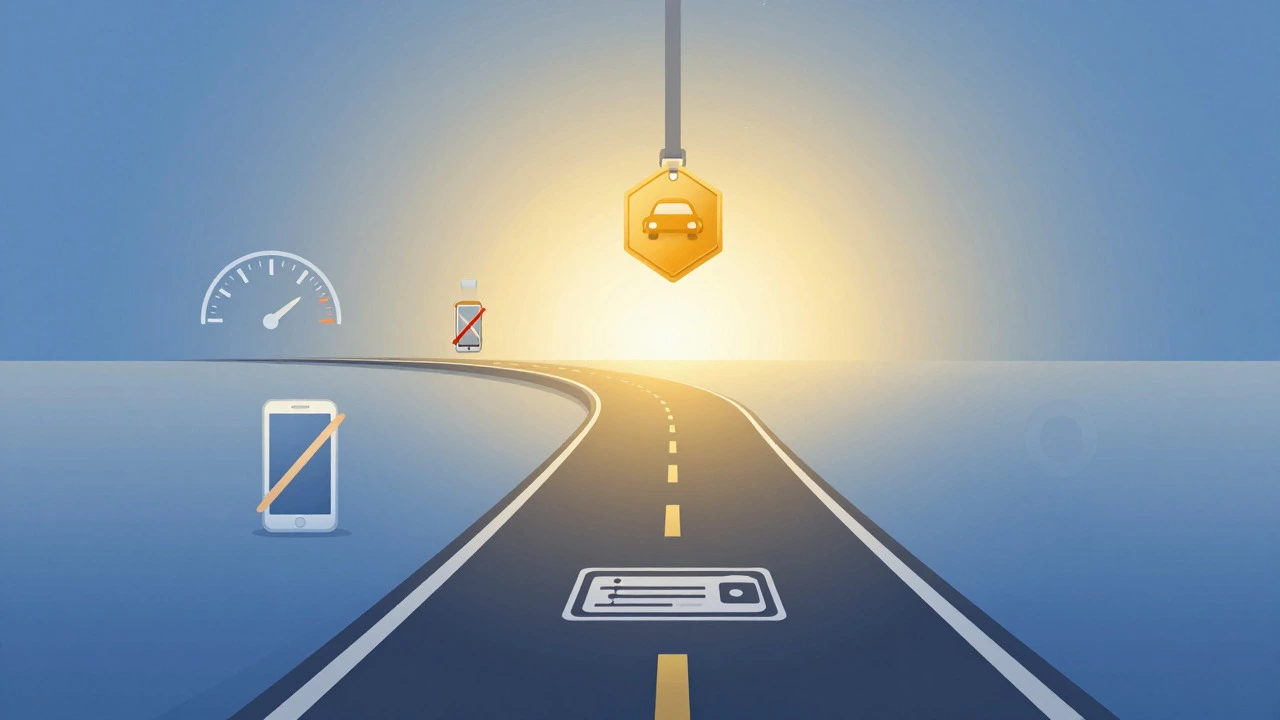 Illustration of driving progress path from provisional to full license