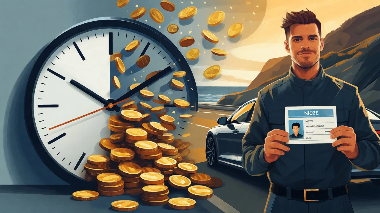 Artistic concept showing the transition from costly lessons to confident driving.