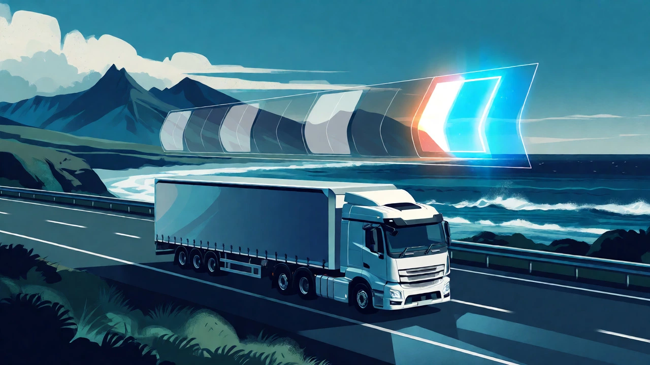 Conceptual art of truck journey highlighting learning time