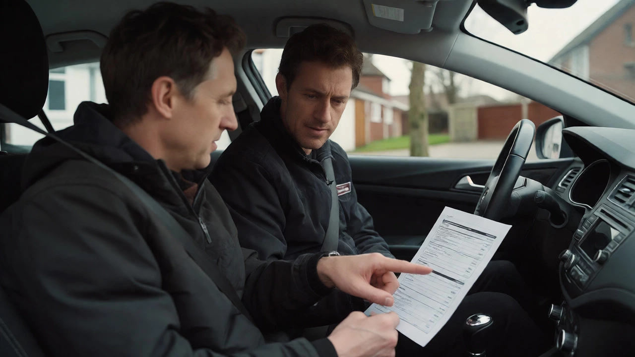 Instructor explaining faults on paper report
